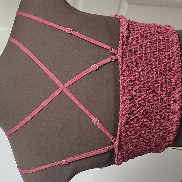 Size Large Anemone Burgundy Bralette - Picture 3 of 6